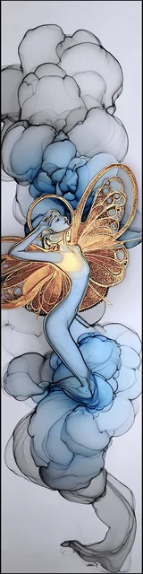 Free abstract angel art bookmark featuring a gray cloud abstract angel